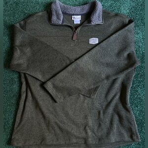 Artisan Green Zip Up Sweater with Sunrise Lodge Logo